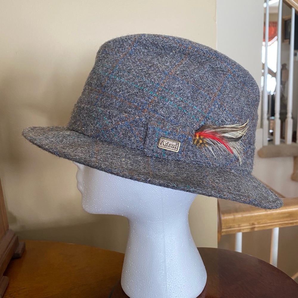 Adam vintage gray wool mans hat, Large
